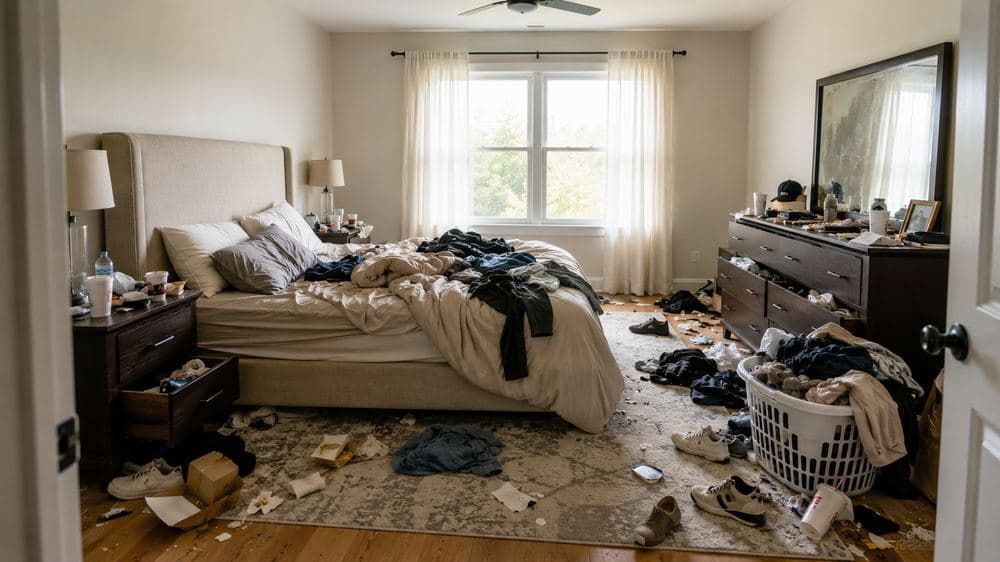 Bedroom before Shine Bright cleaning